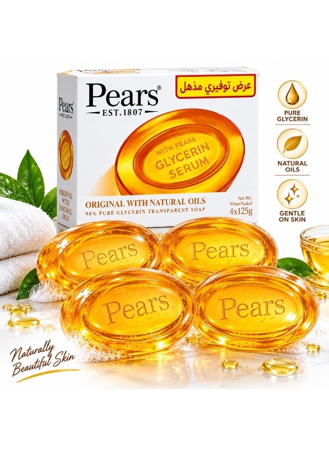 Pears Original Soap with Natural Oils, 125g × 4Pcs - Image 3