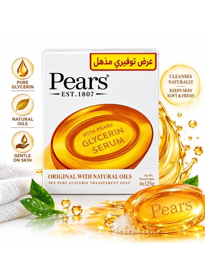Pears Original Soap with Natural Oils, 125g × 4Pcs - Image 4