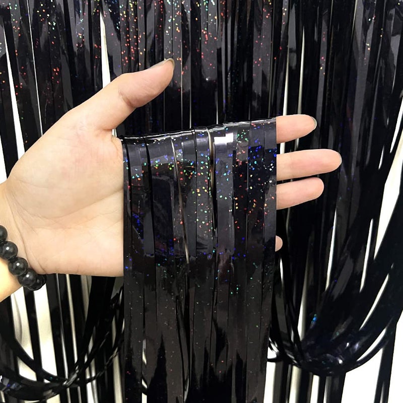 3 Pack Fringe Curtains Party DecorationsTinsel Backdrop Curtains for PartiesPhoto Booth Wedding Graduations Birthday Christmas Event Party Supplies Black