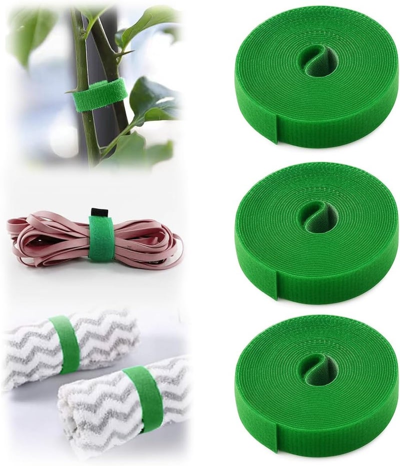 Proxima Direct 3 PCS Plant Tie Up, 5M Reusable Nylon Plants Rope Garden Tape Strap Self Adhesive for Home Tree Adjustable Plant Supports Effective Growing Green Ties Sorting Accessories - Image 1