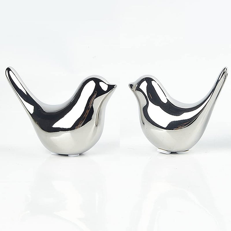 Insiswiner Small Animal Statues Home Decor Modern Style Birds Silver Decorative Ornaments for Shelf Living Room Bedroom Office Desktop Cabinets