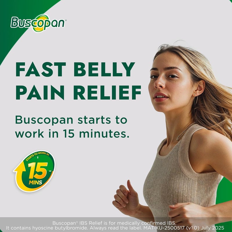 Buscopan Targets the Source of Belly Pain Cramps Discomfort Starts to work in 15 minutes 20 Tablets Relief from Stomach Pain Cramps Discomfort - Image 2
