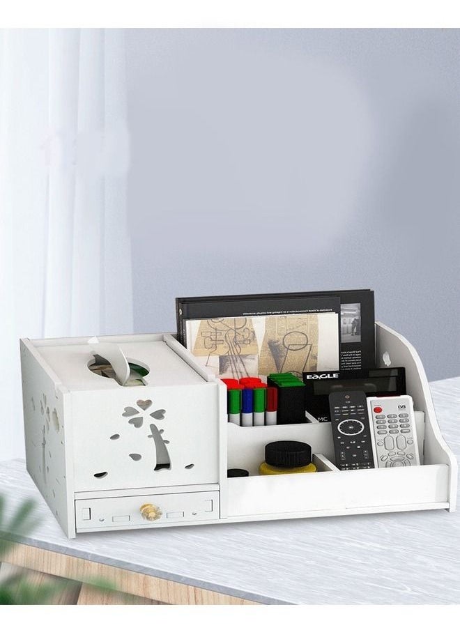 1-Piece Floral Design Desktop Multifunctional Storage Box Cosmetics Storage Tissue Box Display Stand Desktop Storage Rack 27.5x19x14.5 cm