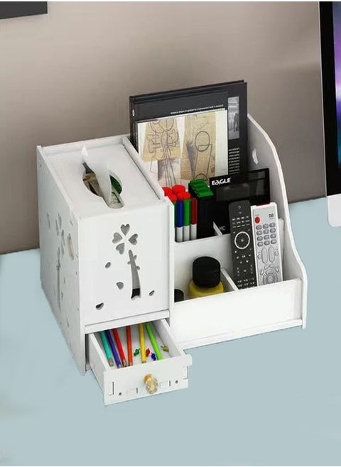 1-Piece Floral Design Desktop Multifunctional Storage Box Cosmetics Storage Tissue Box Display Stand Desktop Storage Rack 27.5x19x14.5 cm