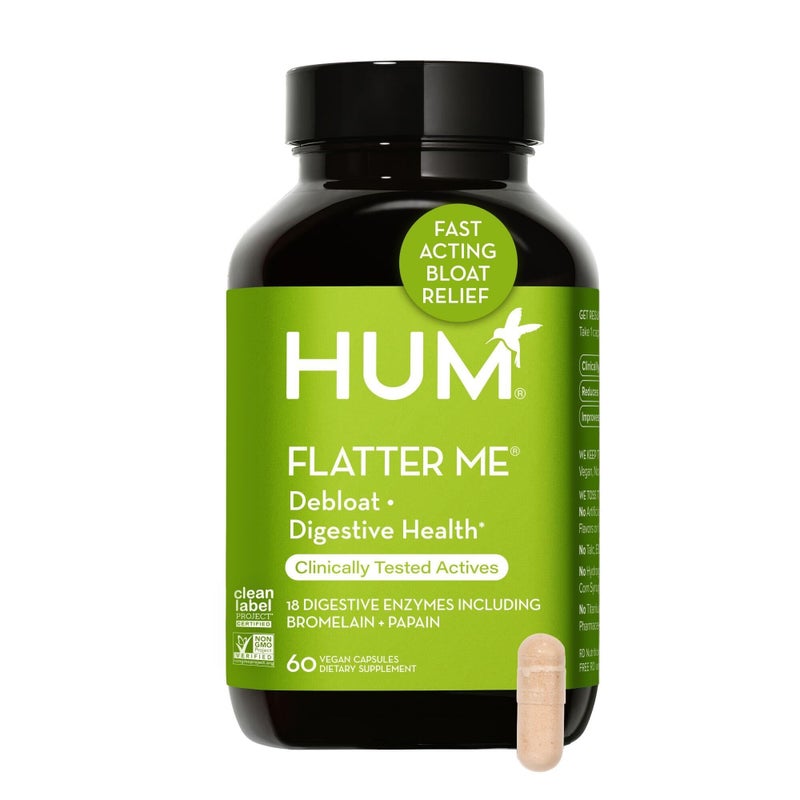 HUM Flatter Me Digestive Enzymes Bloating Supplement - Fast-Acting Bloat Relief for Digestive Health & Debloating Multi Enzyme | Bloat Pills, Anti Bloat Pills, Vegan 60 Servings - Image 1