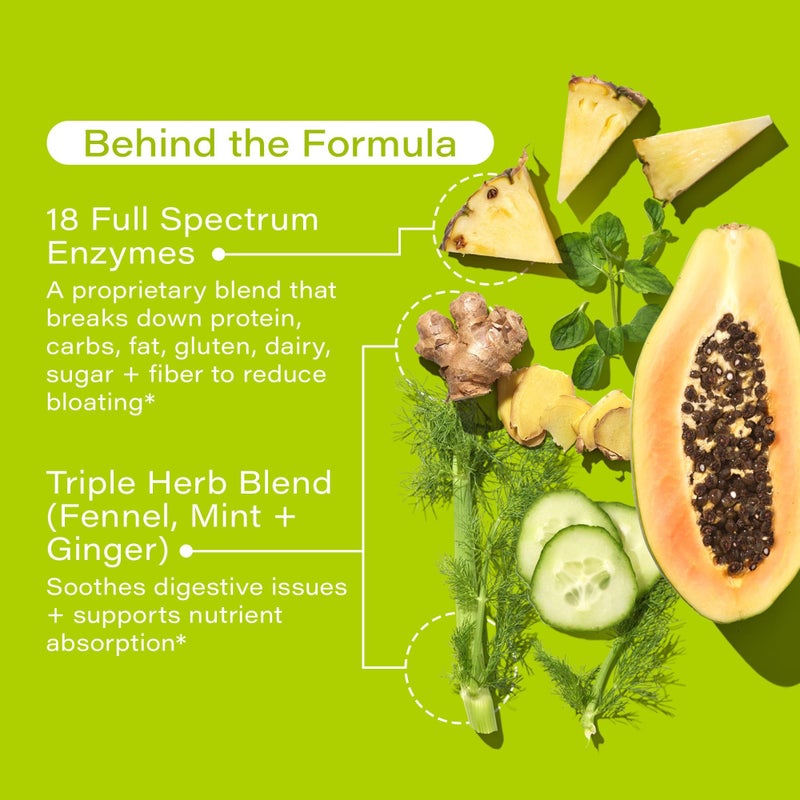 HUM Flatter Me Digestive Enzymes Bloating Supplement - Fast-Acting Bloat Relief for Digestive Health & Debloating Multi Enzyme | Bloat Pills, Anti Bloat Pills, Vegan 60 Servings - Image 4