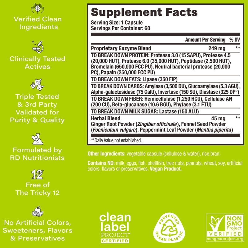 HUM Flatter Me Digestive Enzymes Bloating Supplement - Fast-Acting Bloat Relief for Digestive Health & Debloating Multi Enzyme | Bloat Pills, Anti Bloat Pills, Vegan 60 Servings - Image 2