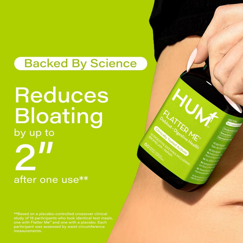 HUM Flatter Me Digestive Enzymes Bloating Supplement - Fast-Acting Bloat Relief for Digestive Health & Debloating Multi Enzyme | Bloat Pills, Anti Bloat Pills, Vegan 60 Servings - Image 3