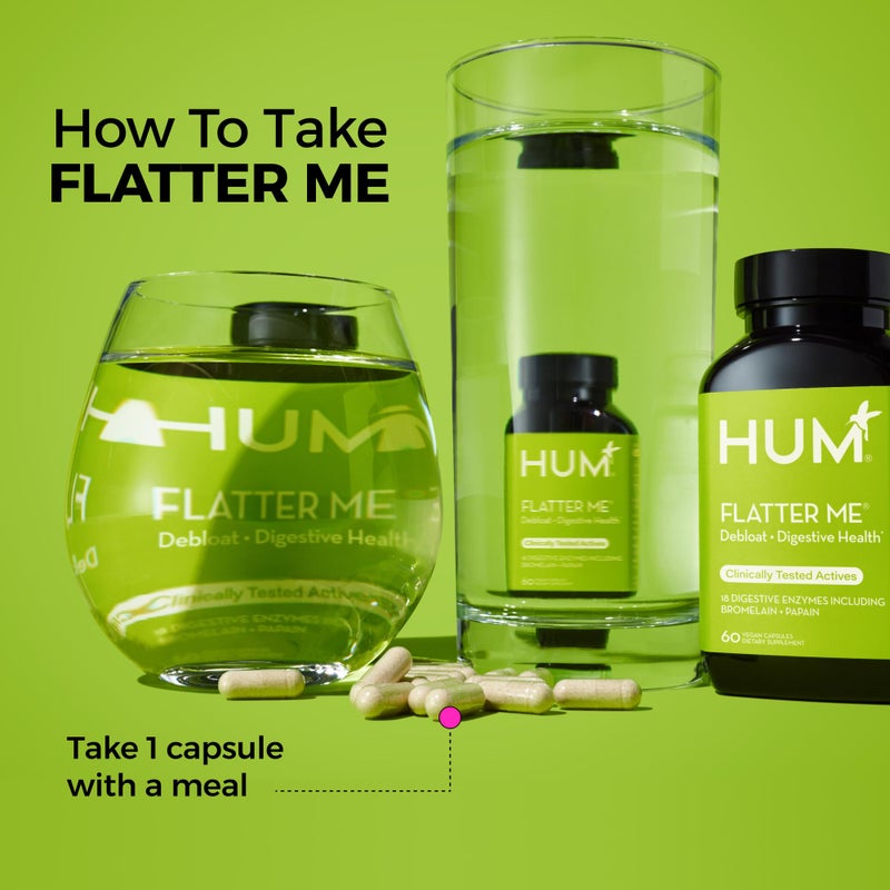 HUM Flatter Me Digestive Enzymes Bloating Supplement - Fast-Acting Bloat Relief for Digestive Health & Debloating Multi Enzyme | Bloat Pills, Anti Bloat Pills, Vegan 60 Servings - Image 5