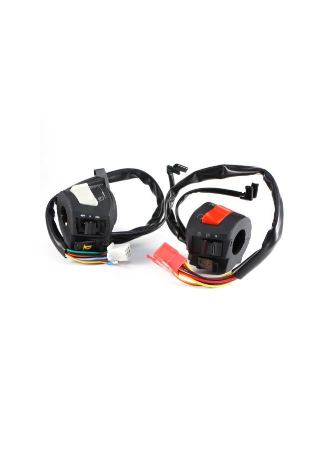 Loquat Motorcycle Left and Right Handlebar Control Switch, 2 Packs DC 12V ABS Waterproof Universal 7/8'' Motorbike Handlebar Horn Turn Signal Light Controller for Honda, Suzuki, Yamaha, Kawasaki etc - Image 1