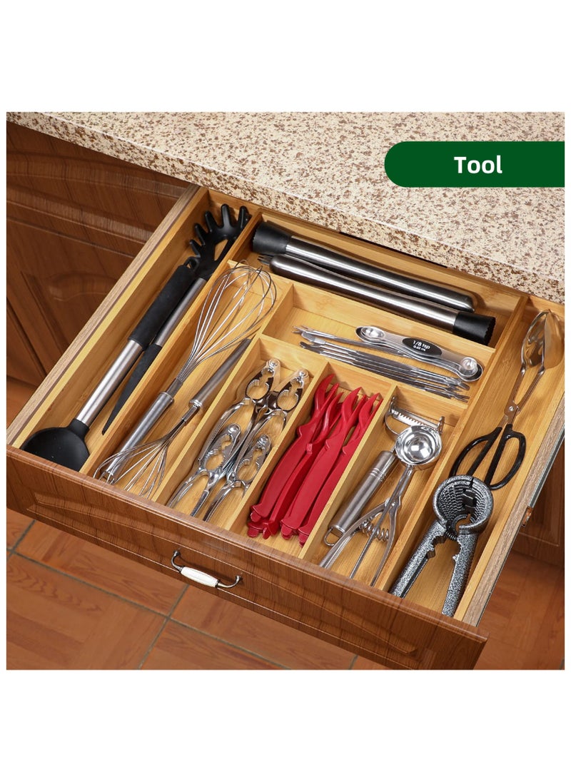 Drawer Organizer  Kitchen  Knives  Storage  Partition  Bamboo Drawer Organizer