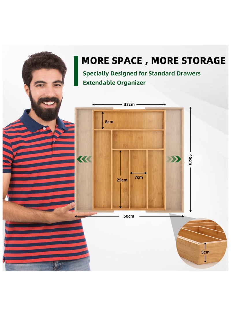Drawer Organizer  Kitchen  Knives  Storage  Partition  Bamboo Drawer Organizer