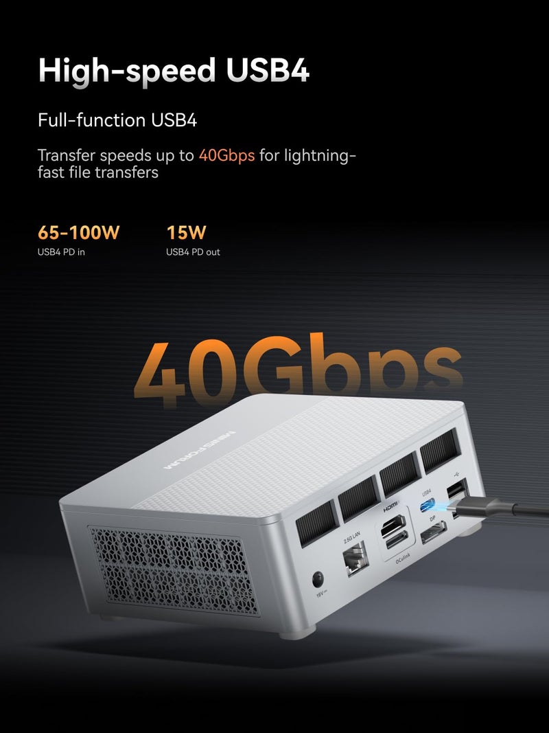 MINISFORUM X1 Lite-255 Mini PC AMD Ryzen 7 255 (8C/16T, up to 4,9 GHz), Mini Computer AMD Radeon 780M 32 GB DDR5 RAM 1 TB M.2 SSD,HDMI/DP/USB4 4K Video Output, 5 x USB, 2.5G LAN, Wi-Fi 6e/BT5.2 - Image 4