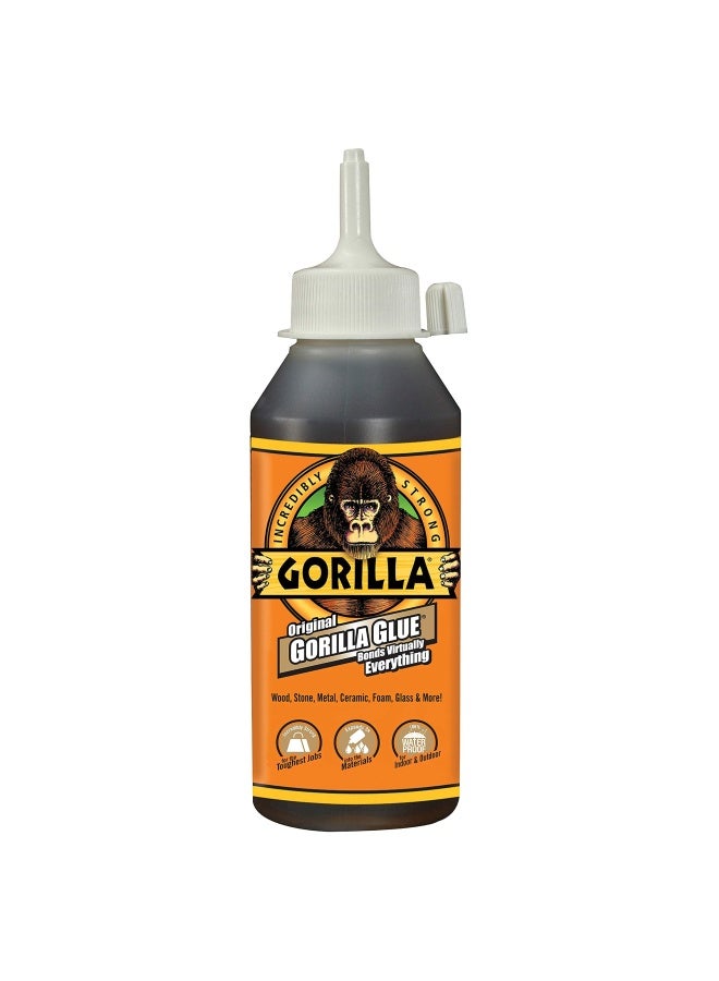 Gorilla Original Glue, Brown, Waterproof Polyurethane Glue, 8 Ounce (Pack of 1) - Expands Into Materials, All Purpose - Image 1