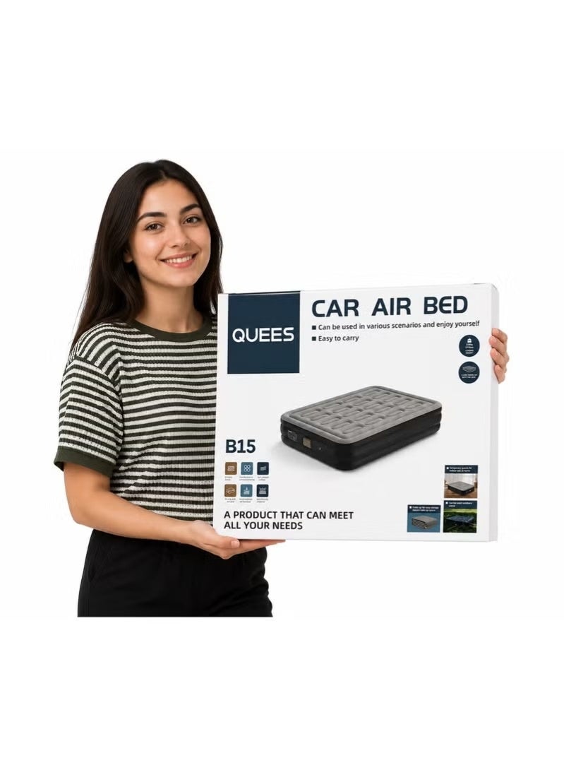 Car Air Bed B15 Inflatable Car Air Mattress Portable Back Seat Travel Bed with Soft Flocked Surface, Quick Inflation, Foldable Sleeping Pad for Road Trips, Camping, SUV & Sedan - Image 3