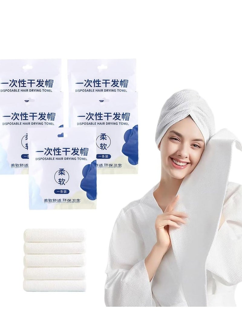 Disposable Hair Towels,5 PCS Hair Drying Towel Super Absorbent for Travel,Fast Drying Throw Away Towels Wrap for Salon Spa Hair Care Towels,Clean and Hygienic,Travel Home Easy to Use - Image 1
