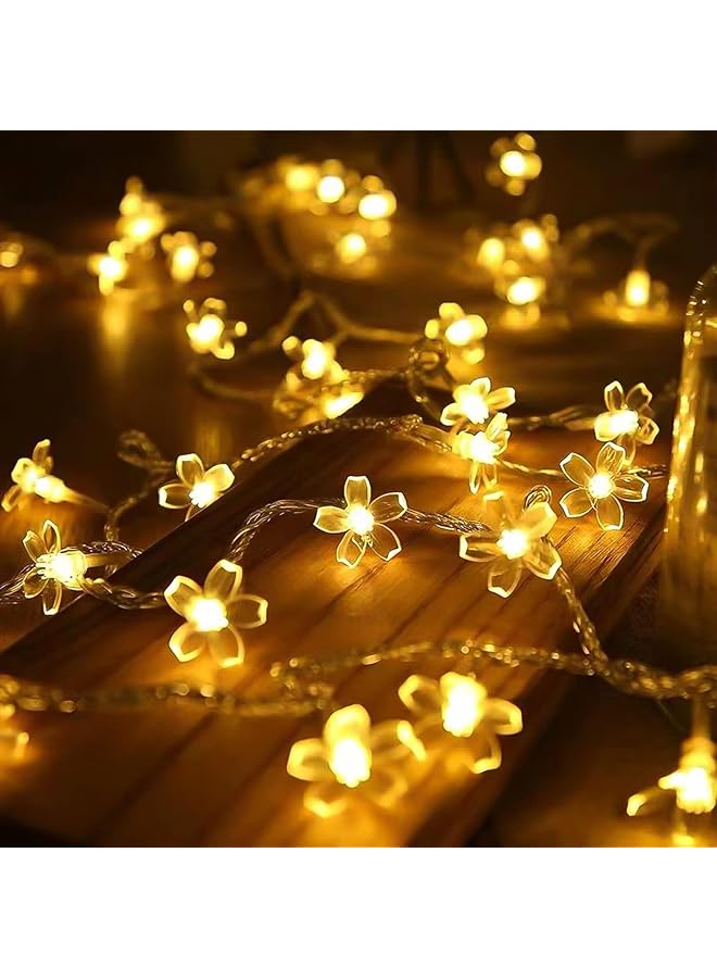 erorex Cherry Blossom Flower Fairy Lights Diwali Lights 40 Led Battery Operated String Lights For Indoor Outdoor Use Waterproof Decor For Wedding Garden Bedroom And More 6M 40 Lights - Image 2