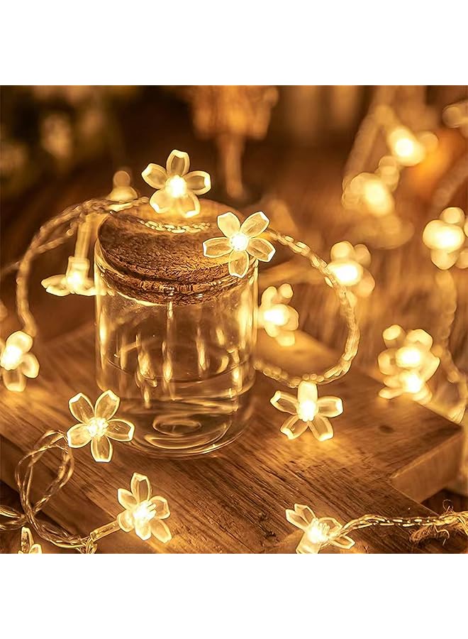 erorex Cherry Blossom Flower Fairy Lights Diwali Lights 40 Led Battery Operated String Lights For Indoor Outdoor Use Waterproof Decor For Wedding Garden Bedroom And More 6M 40 Lights - Image 1