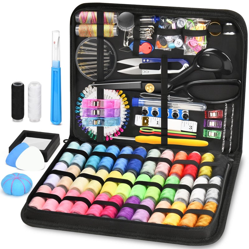 SUTQIGUI Sewing Kit for Adults with Heavy Duty Fabric Scissors, 241 Pcs Newly Upgraded Hand Travel Sewing Kit Professional Needle and Thread Kit, Portable Sewing Supplies for Travel Home Beginners - Image 1