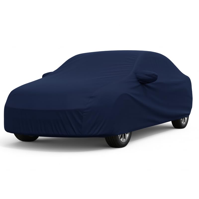 ULTRA SHIELD All Weather Water-Resistant Car Cover for Hyundai Grand i10 Nios | Durable Light-Weight Triple-Stitched Fabric, UV Protection, Dust-Proof | Mirror Pockets, Full Elastic | Navy Blue - Image 1