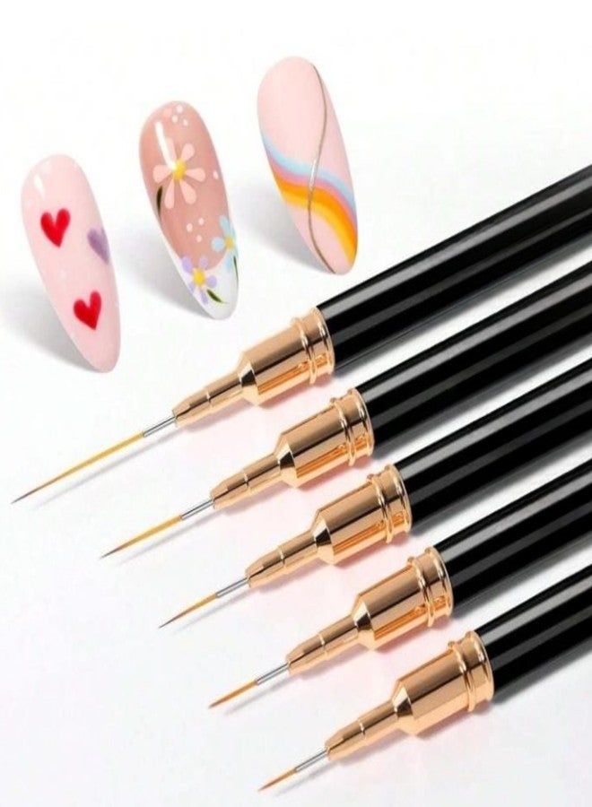 HUDA GIRL Nail Art Kit for Women - 5 Pcs Liner Brushes, 3D Rose Charms, Acrylic Nail Stand & Artificial Nails - Perfect for DIY Fake Nails and Nail Extensions for Women Professional Nail Art Set - Image 4