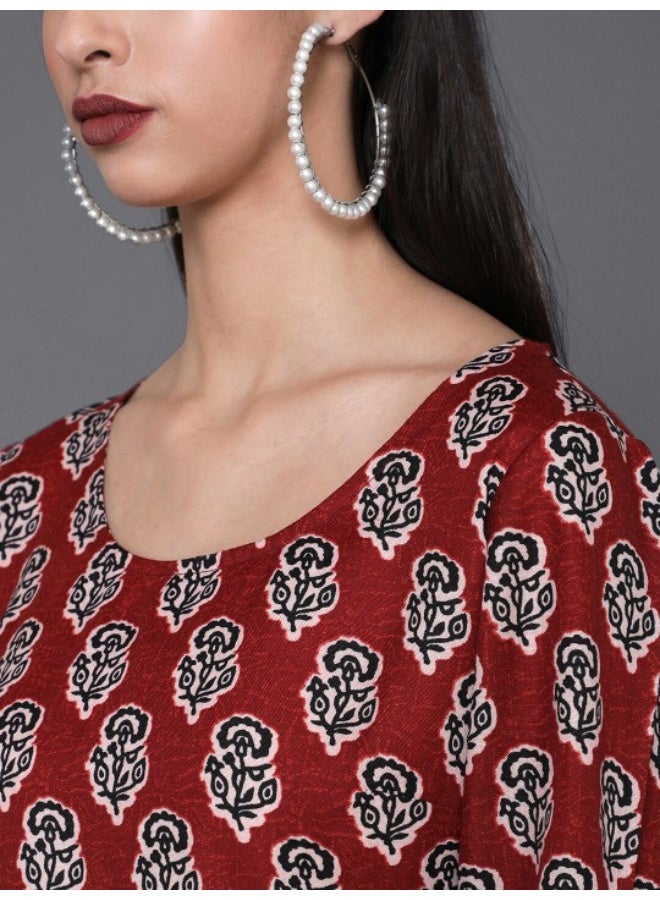 AKS تونيك مزخرف بالألوان المارونية والسوداء - Image 2