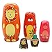 Conzy Russian Nesting Dolls for Kids Stacking Wooden Handmade Matryoshka Dolls 5 Piece Cute Cartoon Animal Pattern Great Toy Gift for Girls Boys Birthday or Home Decoration Orange - Image 2
