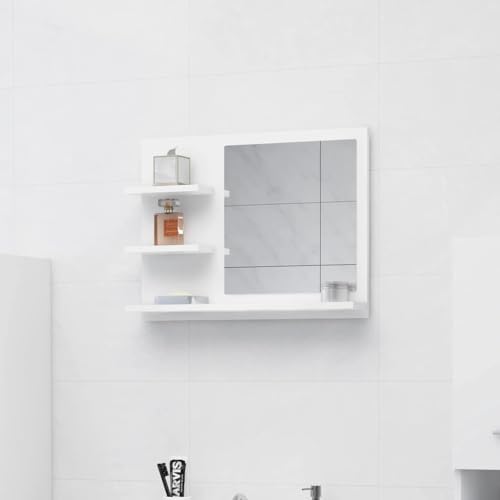 vidaXL Bathroom Mirror Home Hallway Bedroom Laundry Room Washroom Vanity Unit Wall Mirror Furniture White 236x41x177 Engineered Wood - Image 3