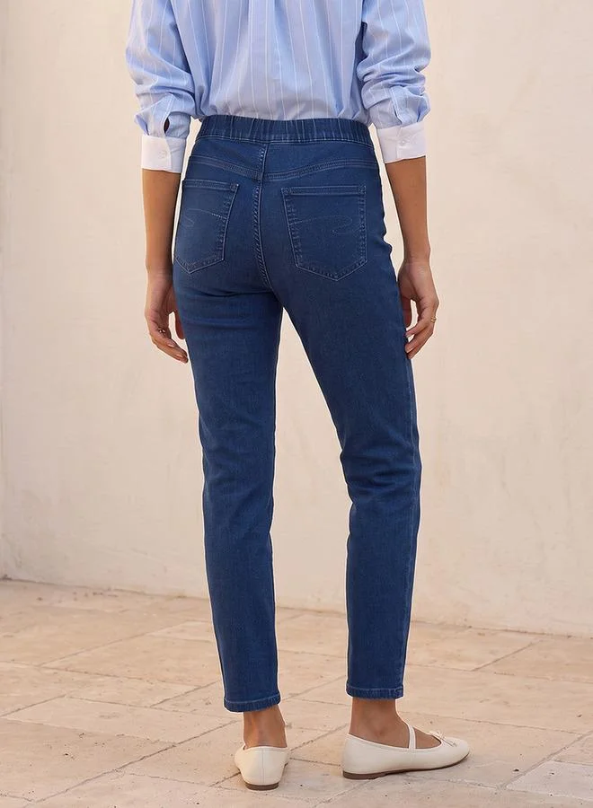 Lee Cooper BLUE Lee Cooper Slim Fit Jeggings with Elasticated Waistband for Women | Best Price UAE