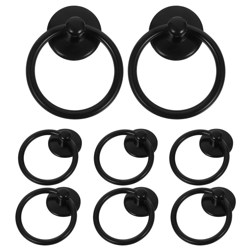 Black Metal Cabinet Pulls Drawer Handles Single Hole Vintage 8pcs Set Kitchen Furniture Hardware - Image 2