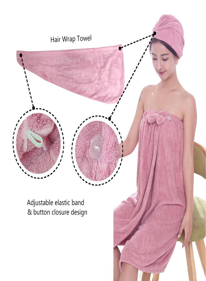 Hysunland 3 Pieces Soft Towel Wrap for Women after Shower, Microfiber Adjustable Bow Bath Wraps for Girls, Small Womens Bath Robe for Bathroom Beach Dorm, 1 Body Wrap, Hair Drying Towel and 1 headband - Image 4