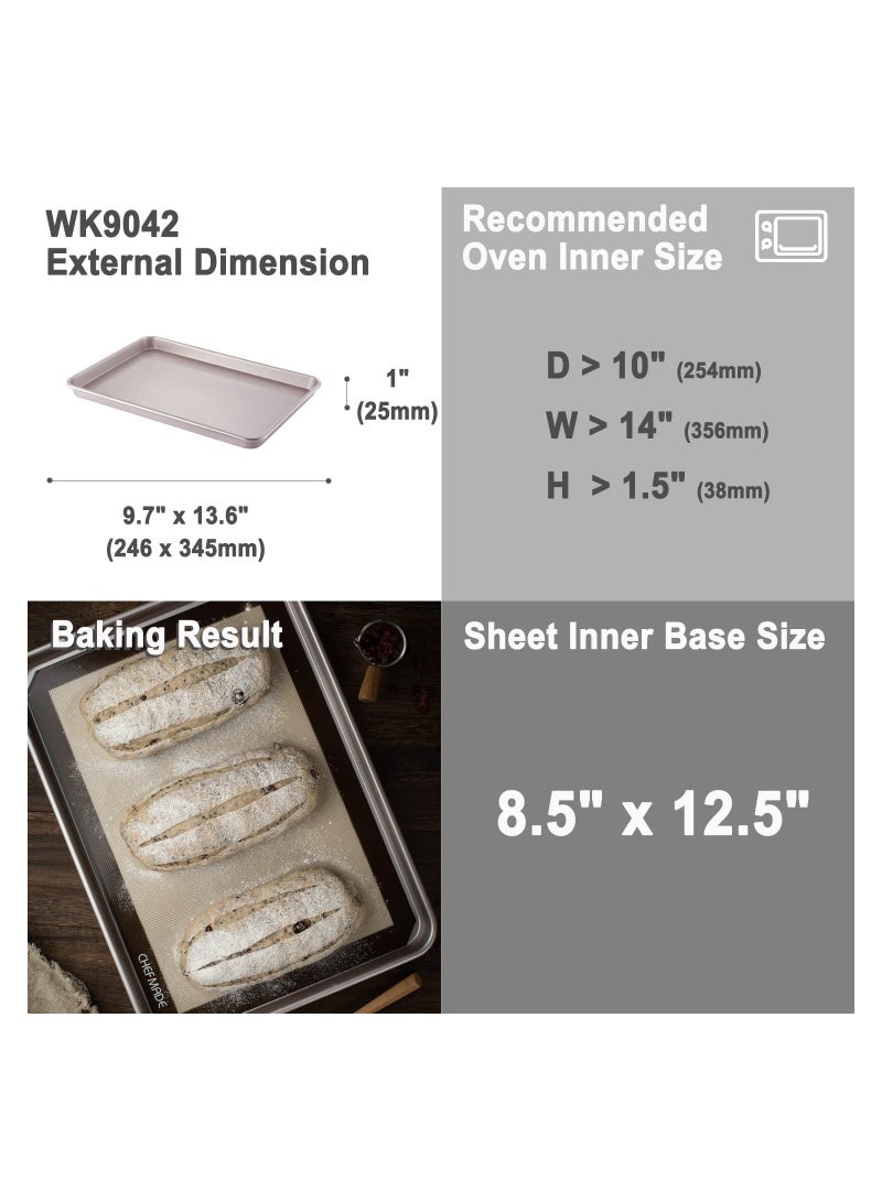 شيف ميد 13 Inch Rimmed Baking Pan Non Stick Carbon Steel Cookie Sheet Pan - Image 2