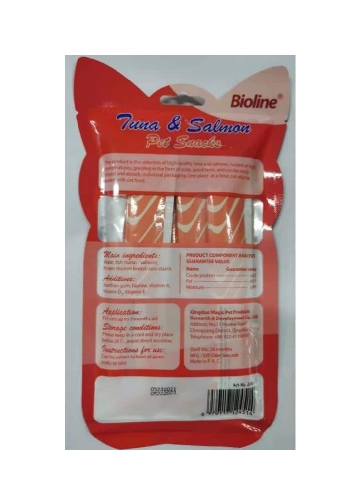 بايولاين حلوى القطط - 5×15 جم [النكهة - التونا والسلمون] - Image 2