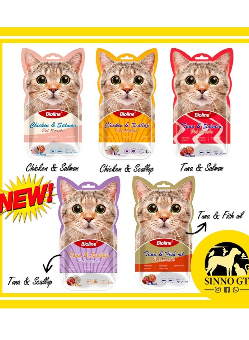بايولاين حلوى القطط - 5×15 جم [النكهة - التونا والسلمون] - Image 3