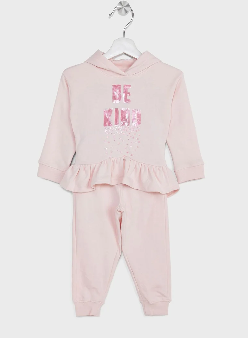 Ripples Girls Slogan Printing Hoodie And Jogger Set