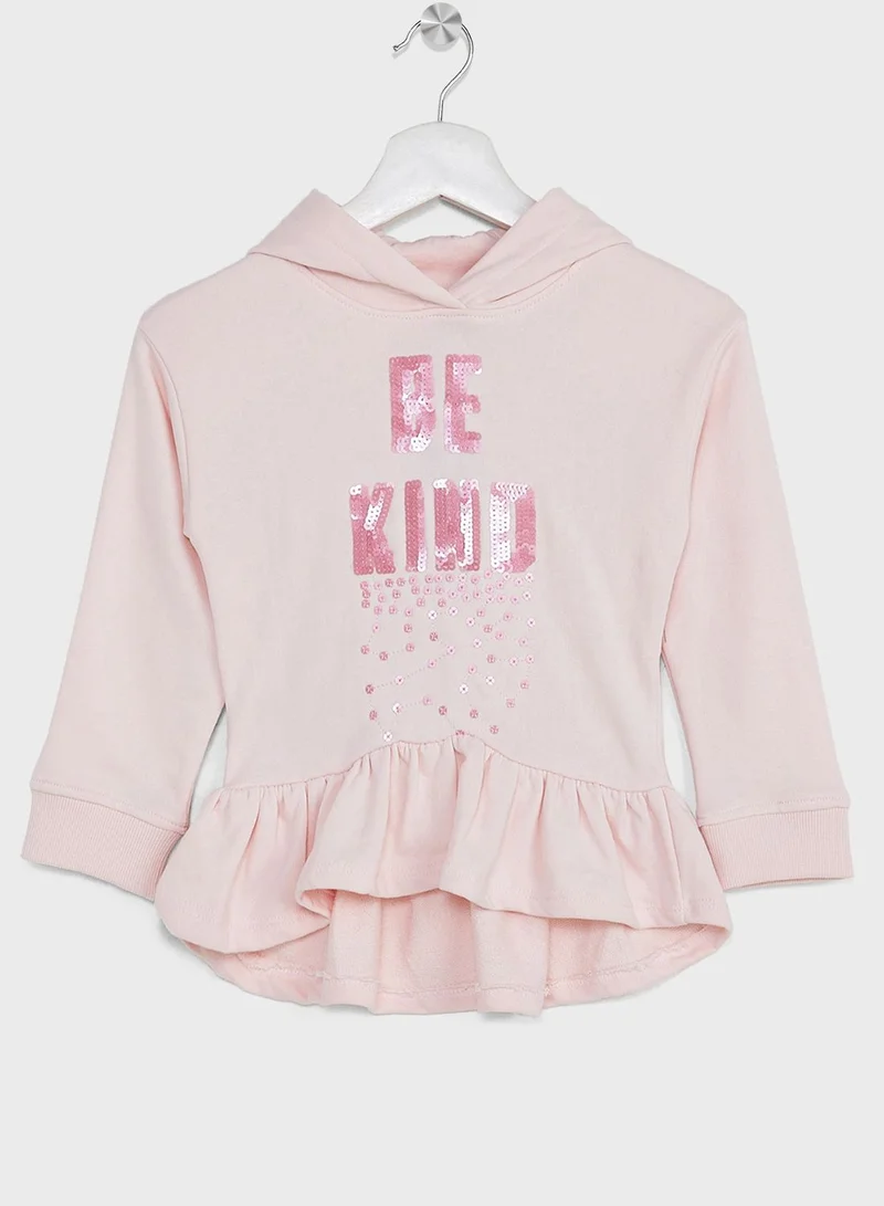 Ripples Girls Slogan Printing Hoodie And Jogger Set