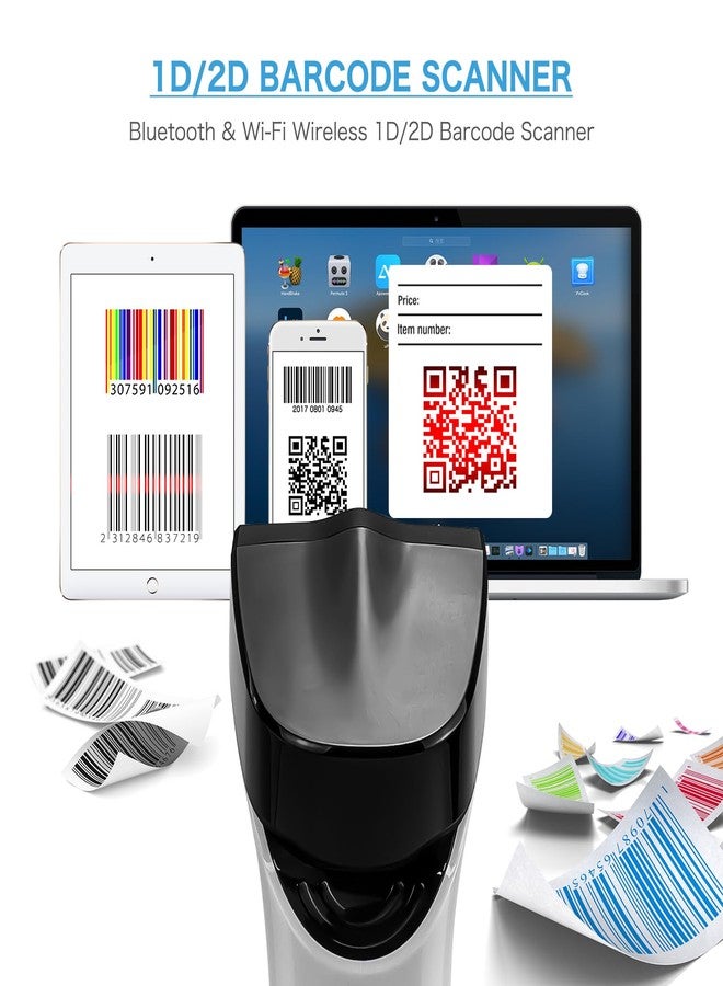 NetumScan Wi-Fi QR Barcode Scanner, Bluetooth Automatic 1D 2D Bar Code Scanner Supports TCP/UDP Network Protocols for Inventory, POS, Computer, Tablet, iPhone, iPad, Android - Image 2