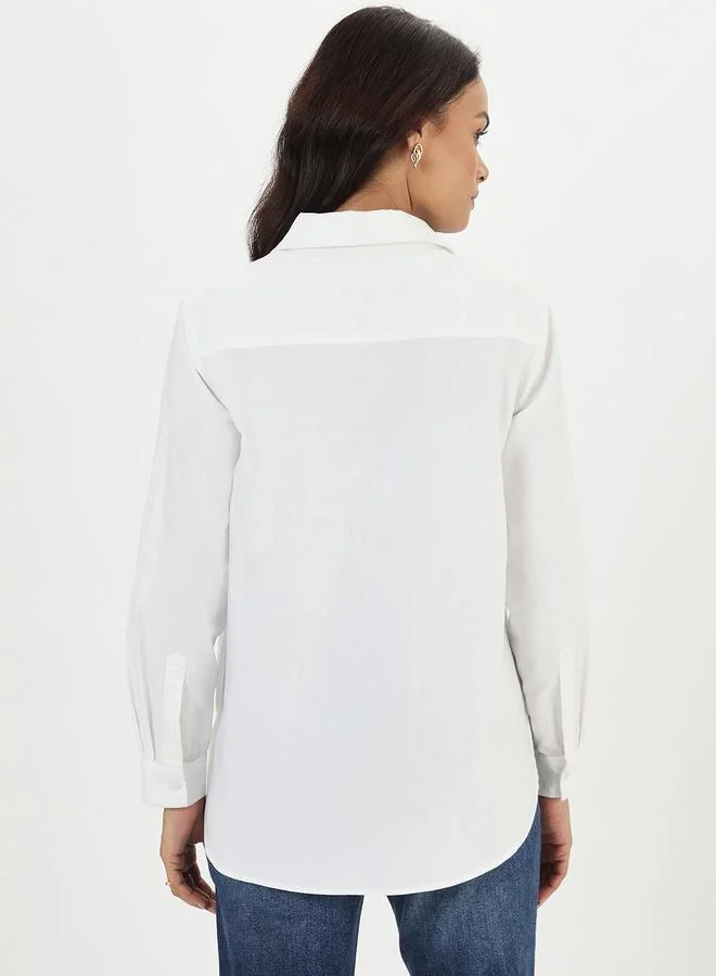 Femmella Women White Cotton Long Sleeve Shirt