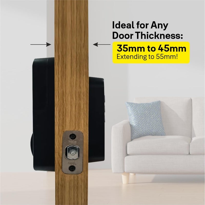 Yale Tye Digital Door Lock with Electronic Keypad for Interior/Exterior Doors | Compatible for Home, Office, Hotel, Store Room & Garage with 35-45.5mm Door Thickness | 1 Year Warranty (Black) - Image 4