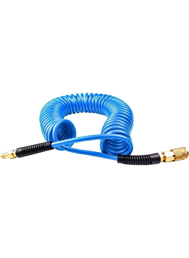 25 Ft Blue Coiled PU Air Hose with 1 4in Quick Connect Fittings Bend Restrictor - Image 3