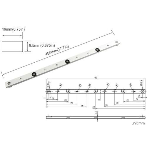 KETIPED Aluminium Alloy 450mm Miter Bar Clamping Tool Slider Table Saw Gauge Rod T-Slot Track Bar Rail for Router Tables and Woodworking,450mm(17.7in)-Silver - Image 2