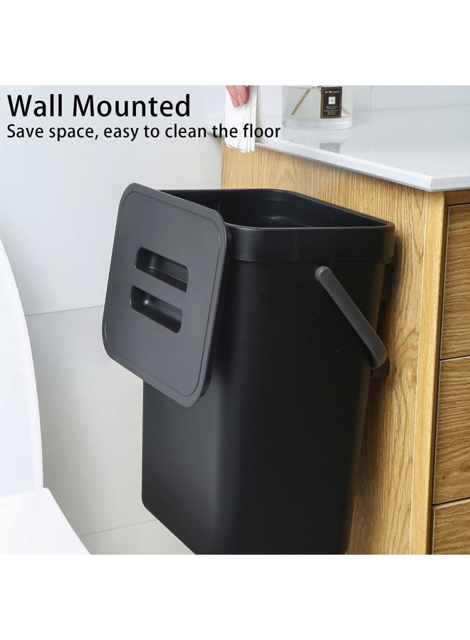 StoneSpace Under Sink Trash Can，Kitchen Compost Bin, Diaper Pail, 3.2 Gallon/12L Hanging Garbage Can for Baby Crib/Bathroom/Cupboard, Plastic Food Waste Bin,1 Pack Black - Image 3