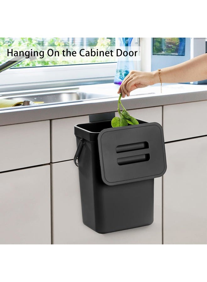 StoneSpace Under Sink Trash Can，Kitchen Compost Bin, Diaper Pail, 3.2 Gallon/12L Hanging Garbage Can for Baby Crib/Bathroom/Cupboard, Plastic Food Waste Bin,1 Pack Black - Image 2