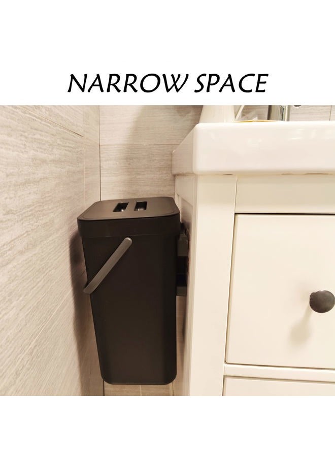 StoneSpace Under Sink Trash Can，Kitchen Compost Bin, Diaper Pail, 3.2 Gallon/12L Hanging Garbage Can for Baby Crib/Bathroom/Cupboard, Plastic Food Waste Bin,1 Pack Black - Image 5