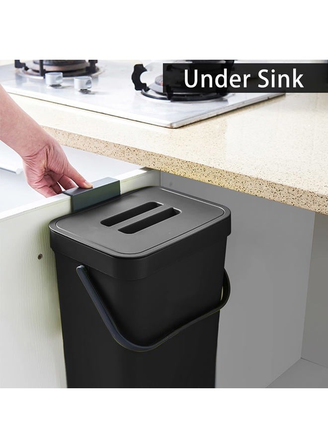 StoneSpace Under Sink Trash Can，Kitchen Compost Bin, Diaper Pail, 3.2 Gallon/12L Hanging Garbage Can for Baby Crib/Bathroom/Cupboard, Plastic Food Waste Bin,1 Pack Black - Image 4