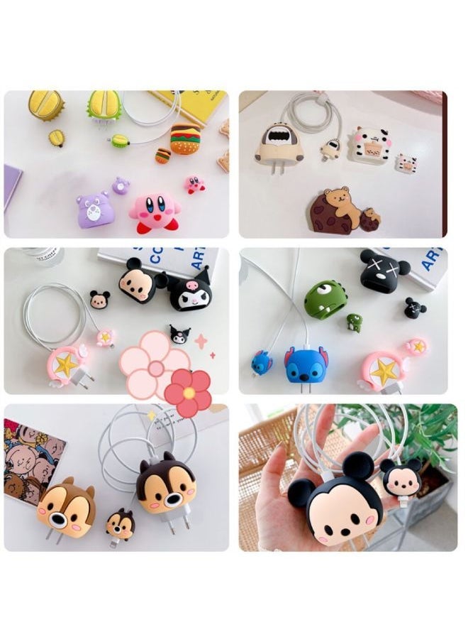The Cartoon Charger Protective Cover Is Suitable For Apple Fast Charging Head Protective Cover 18/20W US And European Regulations-Specifications:Black Game Machine (2-piece Big Head Small Set)