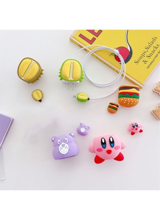 The Cartoon Charger Protective Cover Is Suitable For Apple Fast Charging Head Protective Cover 18/20W US And European Regulations-Specifications:Black Game Machine (2-piece Big Head Small Set)