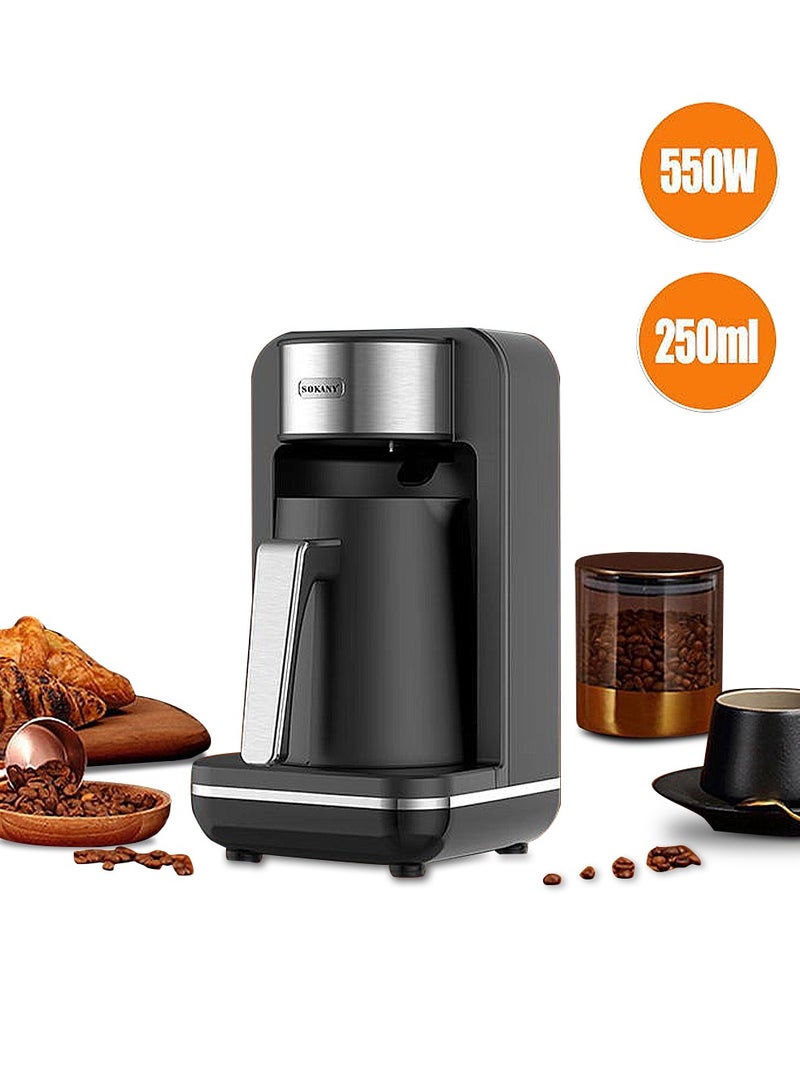 سوكاني ماكينة صنع القهوة التركية بالحليب بقوة 550 وات، سعة 4 أكواب، وظيفة التخمير البطيء، SK-0137 أسود - Image 1
