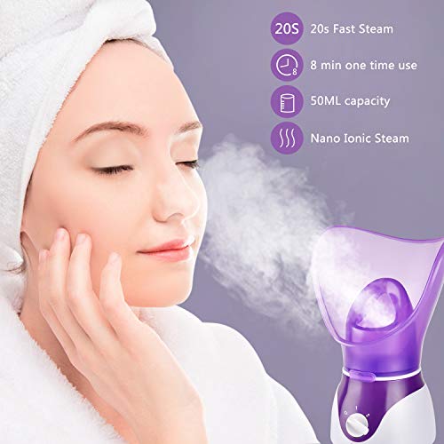 Seneryla Facial Steamer for Face, Face Steamer for Facial Deep Cleaning, Nano Ionic Facial Steamer for Unclogs Pores, Hydrating (Purple, Include Blackhead Remover Kit, Brush, Headband) - Image 5