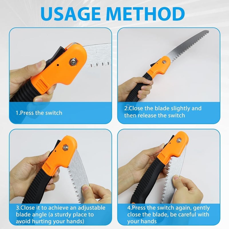 Folding Pruning Saw, Folding Hand Wood Saw Held Design Portable Survival Foldable Jab Saw, Rugged Comfort Soft Grip, Survival Equipment for Garden or Tree Pruning, Wood Working, 8'' - Image 3